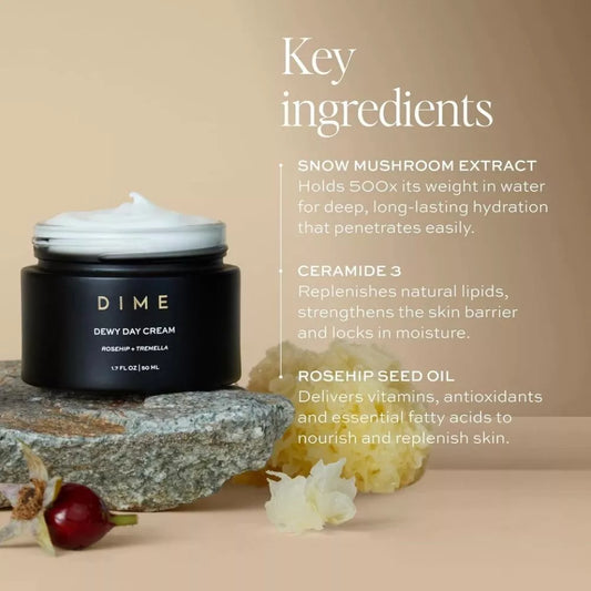 DIME Beauty Dewy Day Cream – Hydrating Face Moisturizer with Rosehip Oil & Tremella 1.7 oz