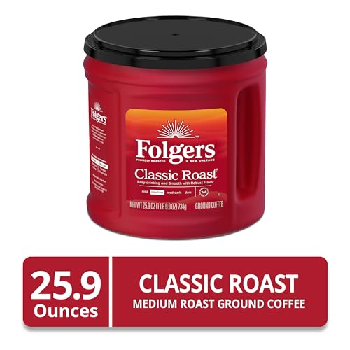 Folgers Classic Roast Ground Coffee – Medium Roast, 25.9 Oz Canister