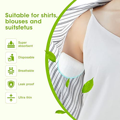 100 Pcs Underarm Sweat Pads for Men & Women – Disposable Armpit Sweat Shields, Extra Adhesive, Non-Visible Dress Guards