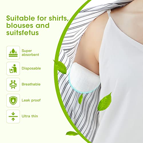 100 Pcs Underarm Sweat Pads for Men & Women – Disposable Armpit Sweat Shields, Extra Adhesive, Non-Visible Dress Guards