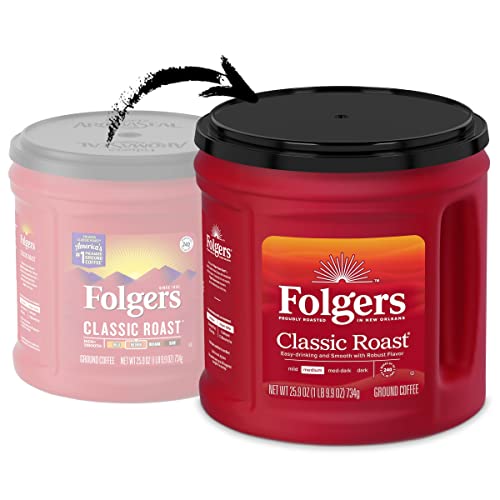 Folgers Classic Roast Ground Coffee – Medium Roast, 25.9 Oz Canister