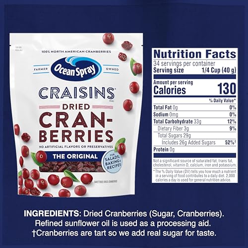 Ocean Spray Craisins Original Dried Cranberries 48oz Sweet & Tart Dried Fruit Snack