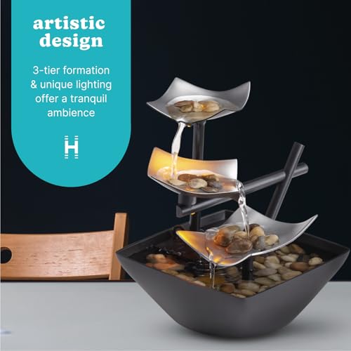 Homedics Tabletop Water Fountain for Home & Office Décor
