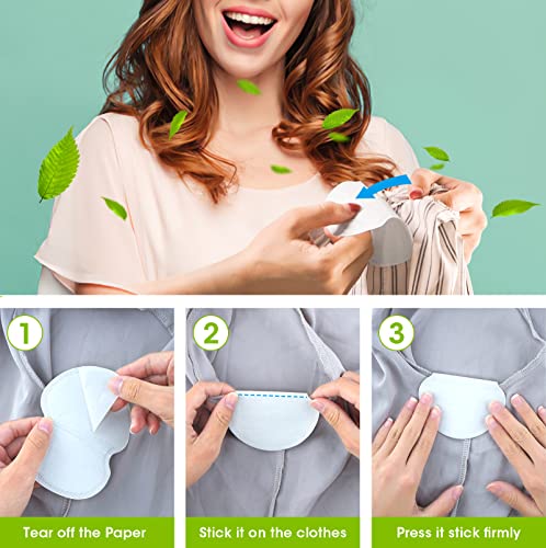 100 Pcs Underarm Sweat Pads for Men & Women – Disposable Armpit Sweat Shields, Extra Adhesive, Non-Visible Dress Guards