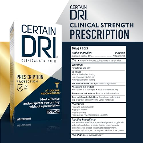 Certain Dri Clinical Strength Antiperspirant Roll-On 1.2 oz – 72-Hour Sweat & Odor Protection